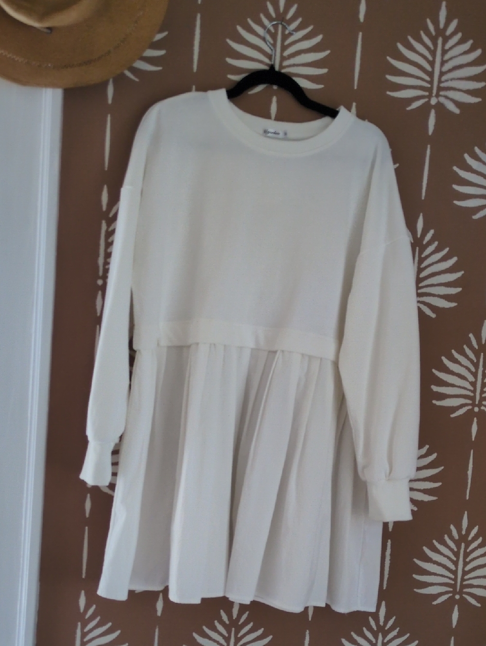 Cream Tiered Sweatshirt Dress